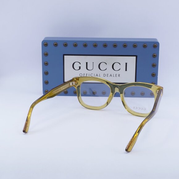 Gucci GG1086O 002 Square Eyeglasses – Transparent Yellow 51mm - Picture 9 of 10